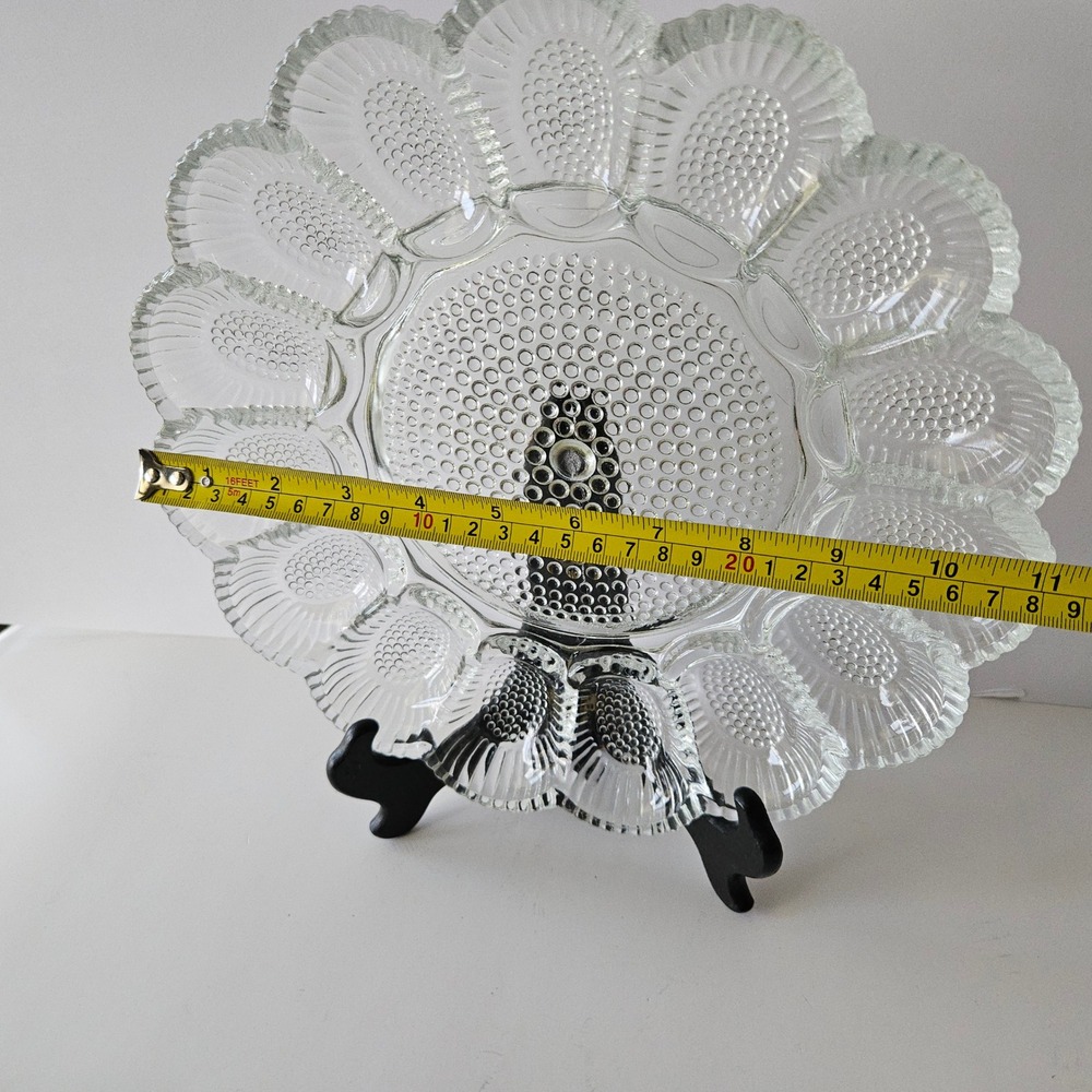 Vtg Indiana Glass Hobnail Egg Dish Plate 11in Scalloped Edges - Picture 7 of 10